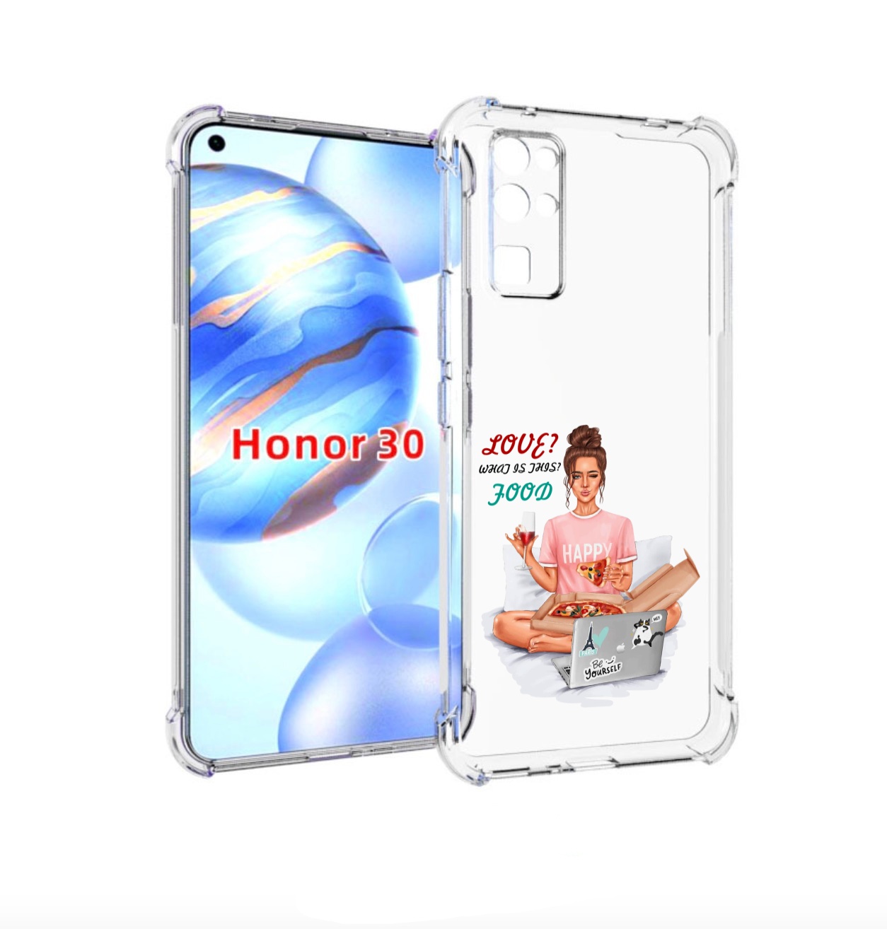 

Чехол бампер MyPads девушка-с-ноутбуком женский для Honor 30 (BM, Прозрачный, Tocco