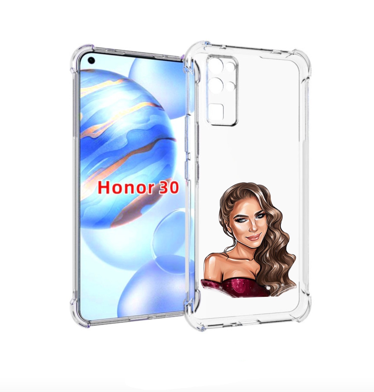 

Чехол бампер MyPads девушка-с-улыбкой женский для Honor 30 (BMH-, Прозрачный, Tocco
