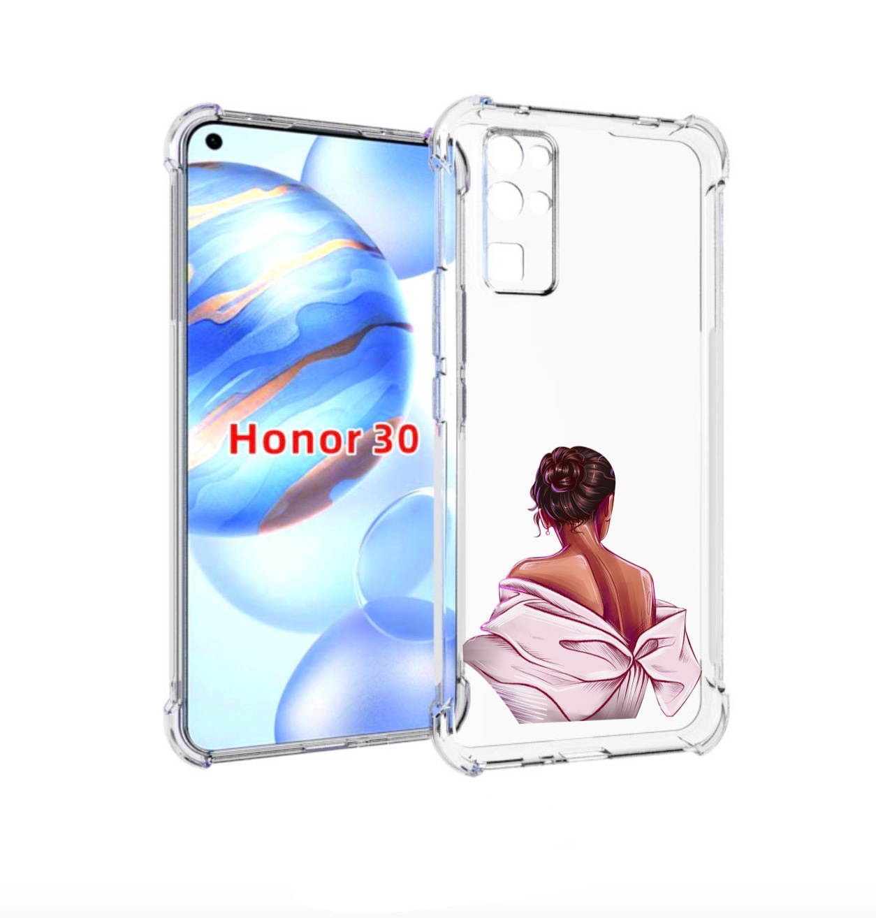 

Чехол бампер MyPads девушка-со-спины женский для Honor 30 (BMH-A, Прозрачный, Tocco
