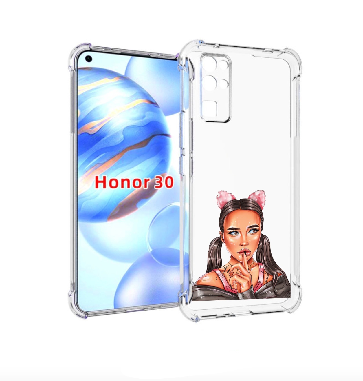 

Чехол бампер MyPads девушка-тихо женский для Honor 30 (BMH-AN10), Прозрачный, Tocco