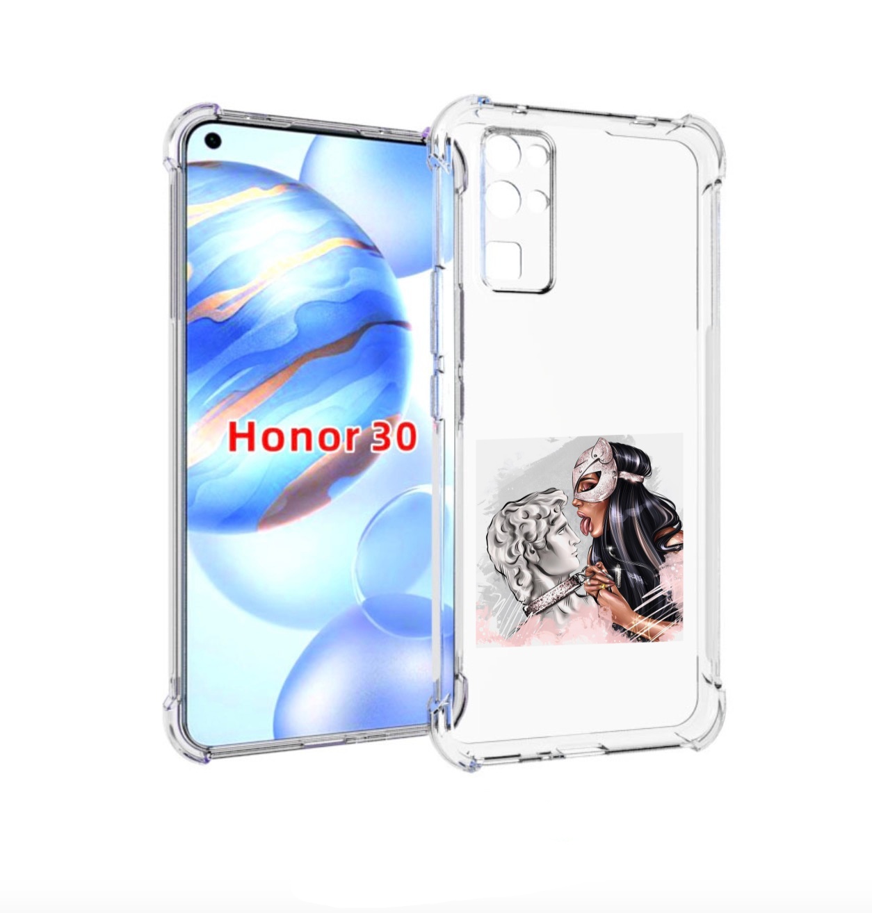 

Чехол бампер MyPads девушка-флирт женский для Honor 30 (BMH-AN10, Прозрачный, Tocco
