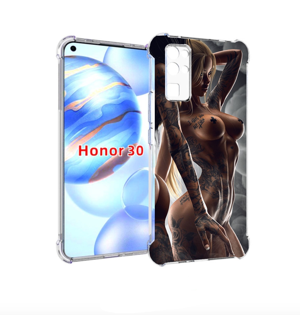 

Чехол бампер MyPads девушки-инь-и-янь-в-татуировках для Honor 30, Прозрачный, Tocco