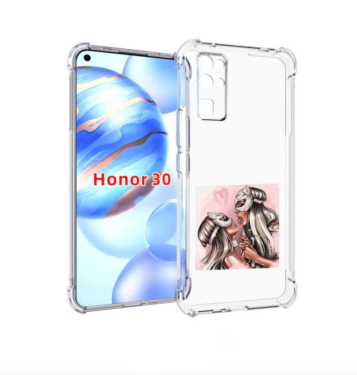 

Чехол бампер MyPads девушки-поцелуй женский для Honor 30 (BMH-AN, Прозрачный, Tocco