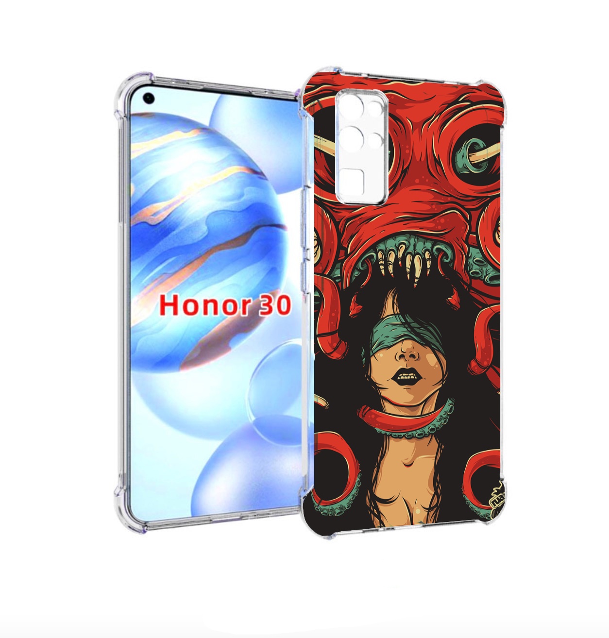 

Чехол бампер MyPads девушку-съедает-осьминог для Honor 30 (BMH-A, Прозрачный, Tocco