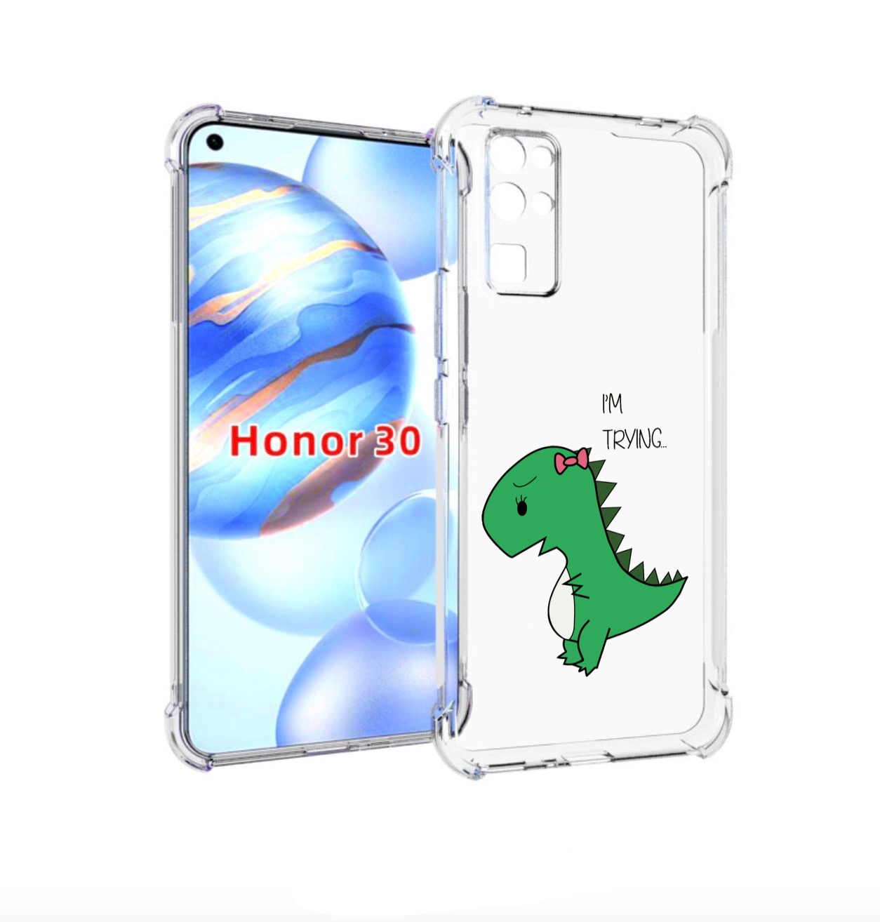 

Чехол бампер MyPads динозаврик-девочка для Honor 30 (BMH-AN10) п, Прозрачный, Tocco