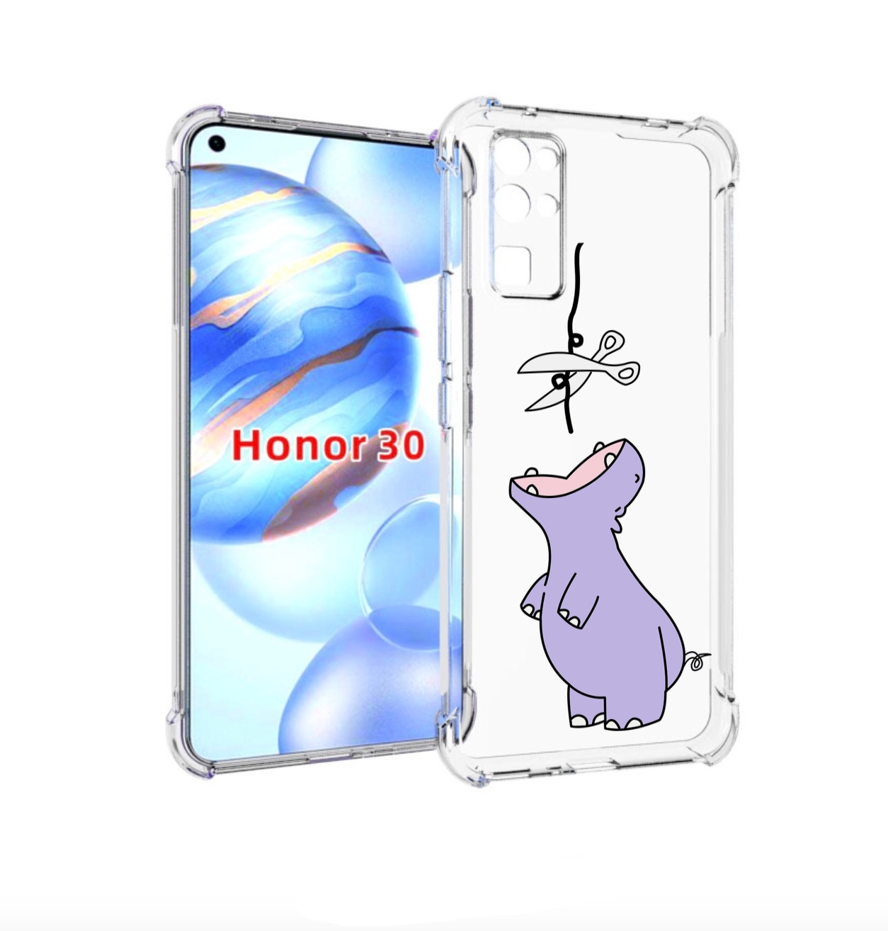 

Чехол бампер MyPads динозаврик-фиолетовый для Honor 30 (BMH-AN10, Прозрачный, Tocco