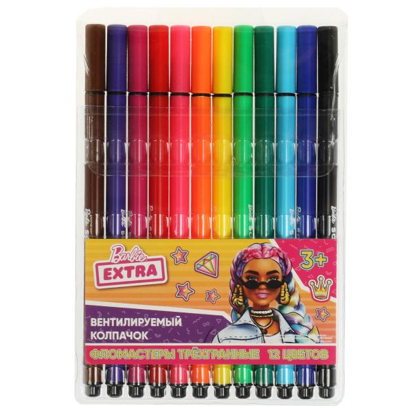 

Фломастеры БАРБИ 12цв трёхгран barbie extra Умка в кор.8*12наб