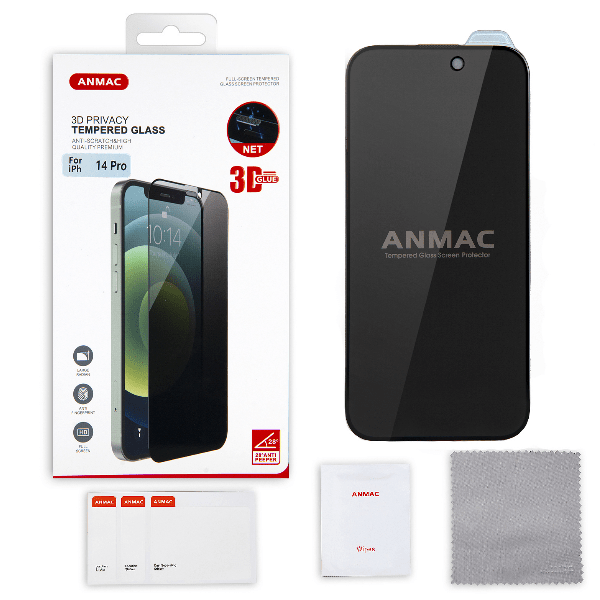 

Защитное стекло Anmac для iPhone 14 Pro 3D Privacy с сеточкой, Защитное стекло ANMAC для iPhone 14 Pro 3D Privacy с сеточкой