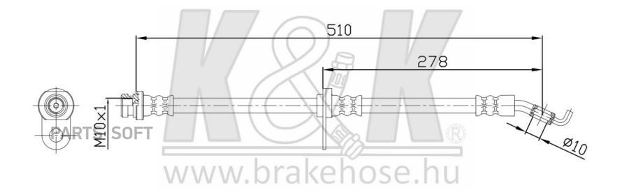 Шланг тормозной передн SUZUKI: SWIFT III (SG) 1.3/1.3 4x4/1.3 DDiS/1.5/1.6 05- K&K FT0468