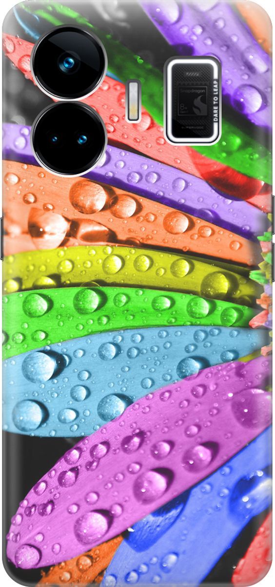 

Чехол на Realme GT Neo 5 "Разноцветные листья в каплях", Зеленый;красный, 158672