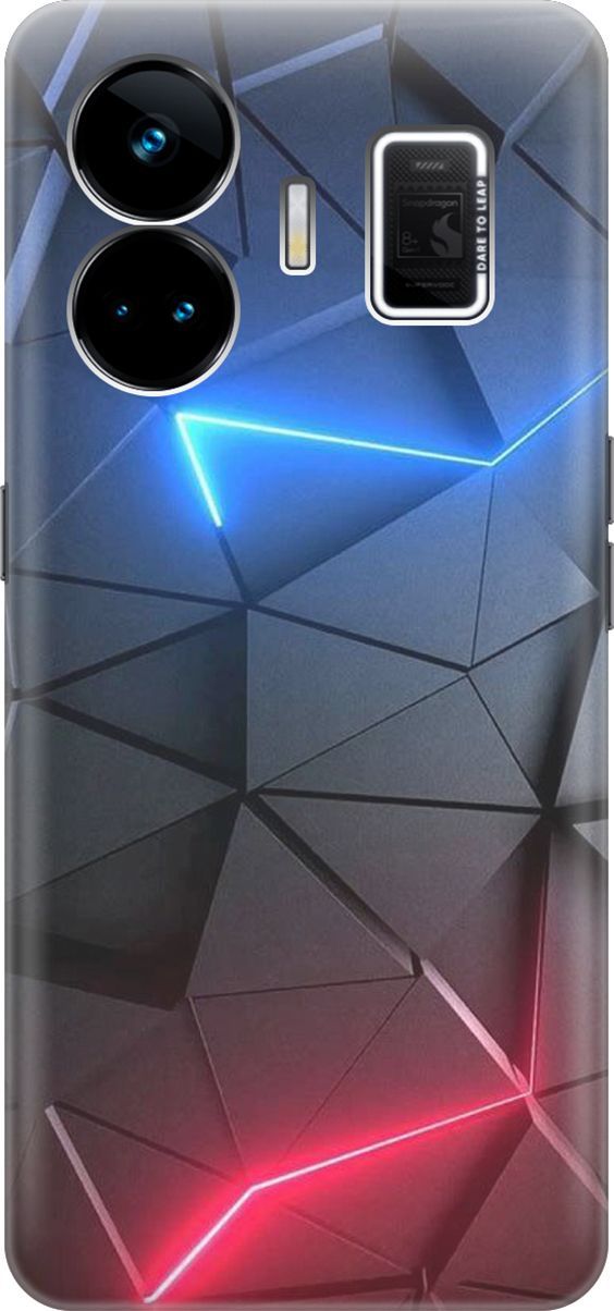 

Чехол на Realme GT Neo 5 "Графитовые грани", Серый;синий, 158664