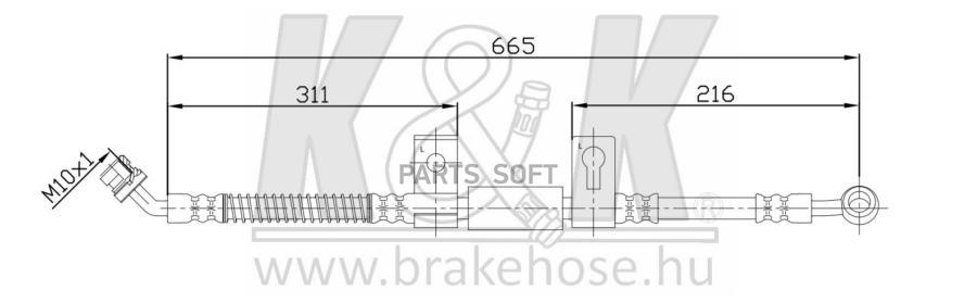 

K K FT0827 Шланг тормозной передн лев KIA: Sorento (JC) 2.4 08.02- () 1шт