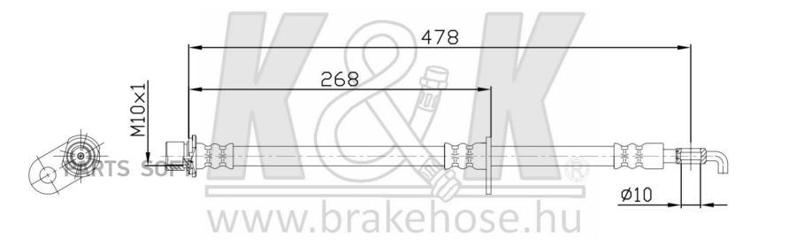 

Шланг Тормозной Передний Toyota Highlander 07-/Lexus Rx350 08- Левый K&K FT1027