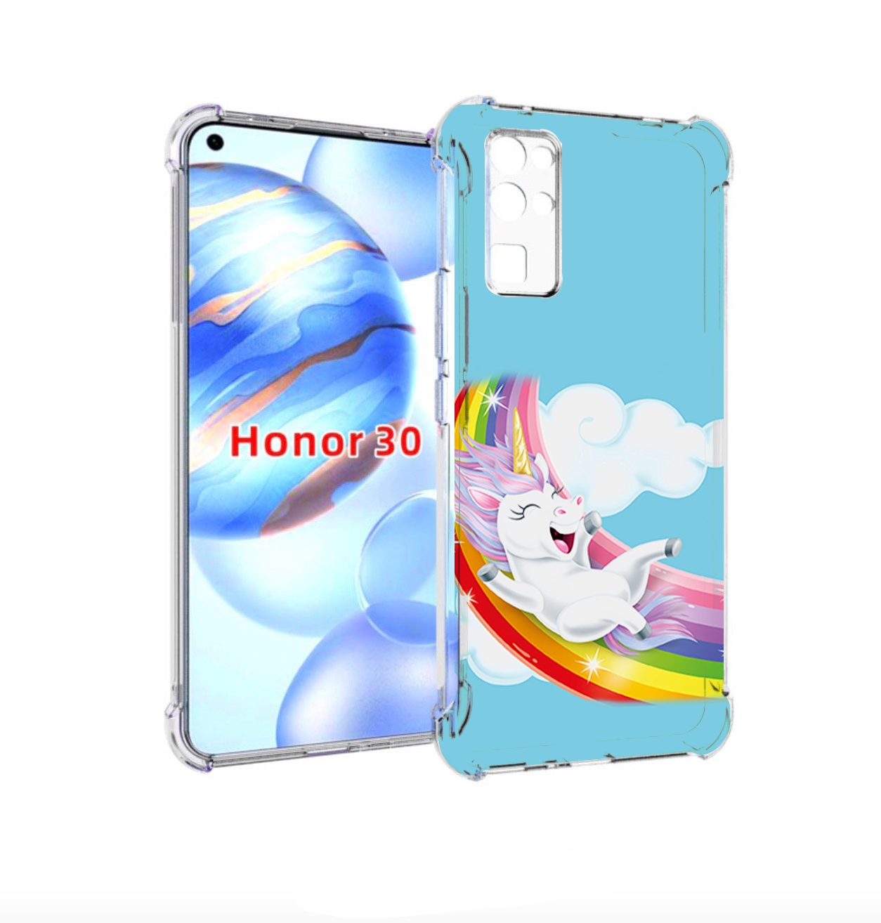 

Чехол бампер MyPads единорог-на-радуге для Honor 30 (BMH-AN10) п, Прозрачный, Tocco