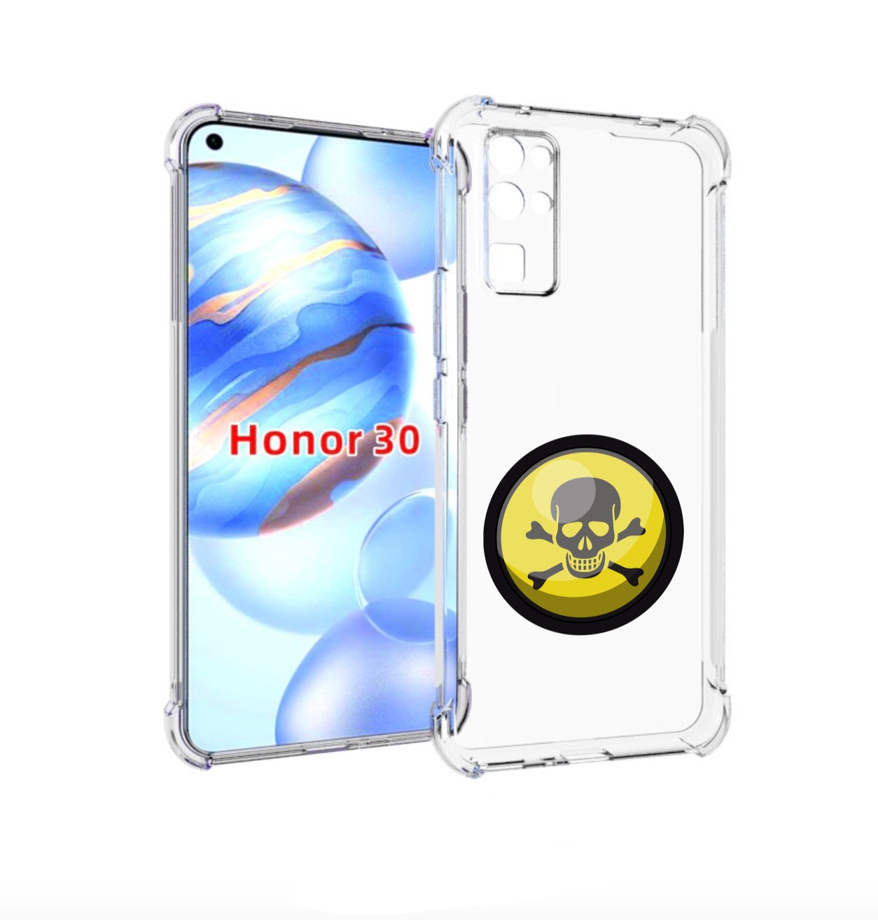 

Чехол бампер MyPads желтый-череп для Honor 30 (BMH-AN10) противо, Прозрачный, Tocco