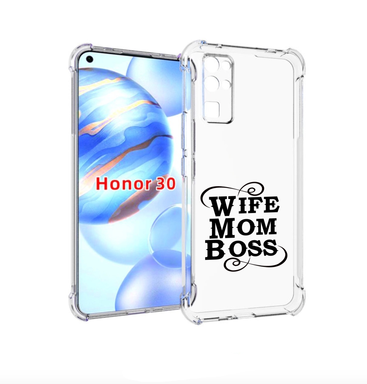 

Чехол бампер MyPads жена-мама-босс для Honor 30 (BMH-AN10) проти, Прозрачный, Tocco