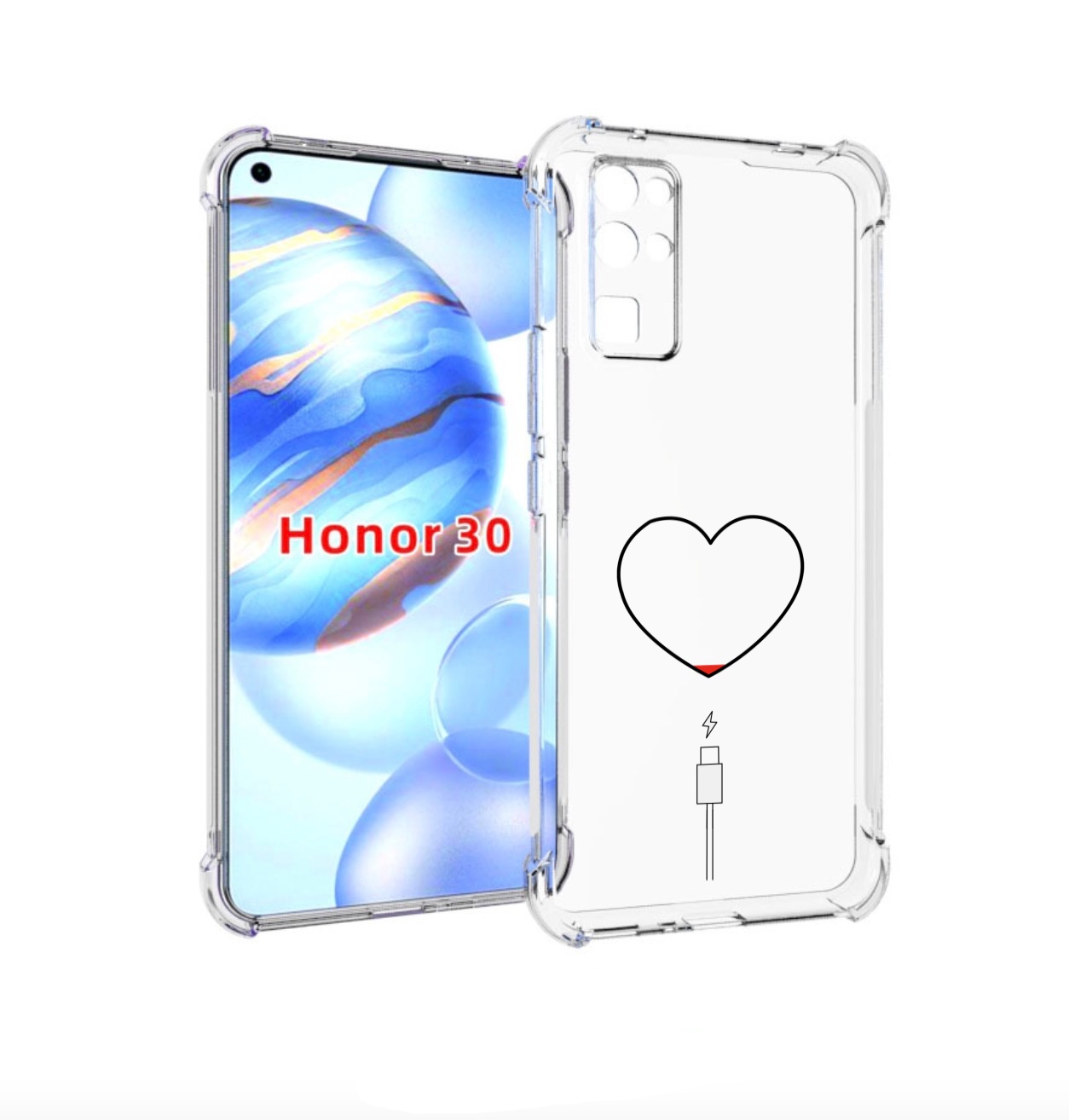 

Чехол бампер MyPads зарядка-сердца для Honor 30 (BMH-AN10) проти, Прозрачный, Tocco