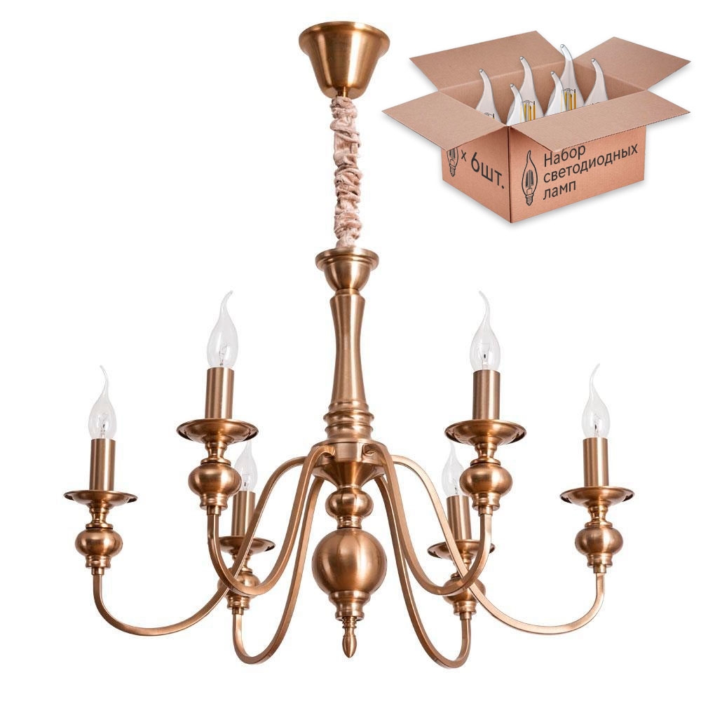

Люстра с лампочками Arte Lamp Passoni A6097LM-6PB+Lamps, A6097LM-6PB+Lamps