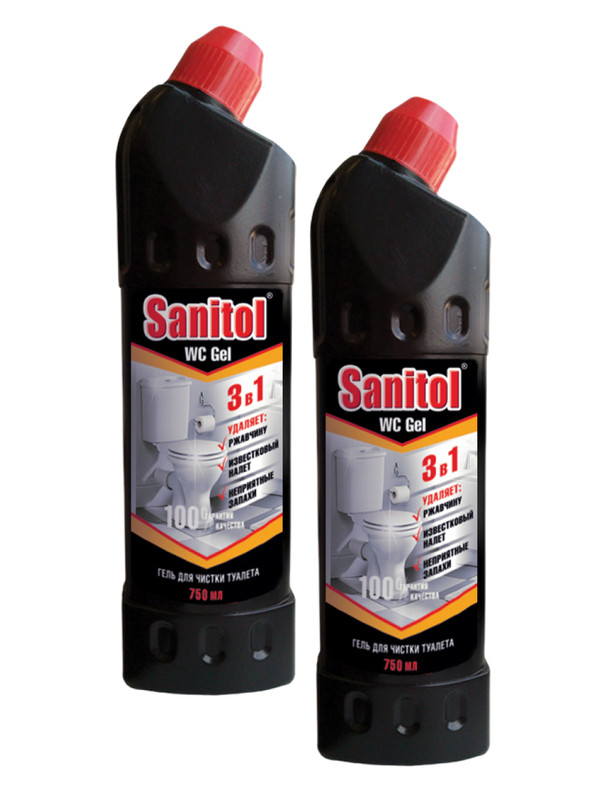 

Гель для чистки туалета Sanitol WC 3 в 1, 750мл х 2 шт.