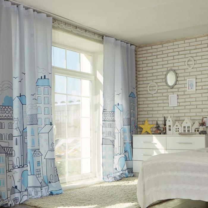 

Комплект штор "Этель" Sweet home blue 145*260 см-2 шт, 100% п/э, 140 г/м2