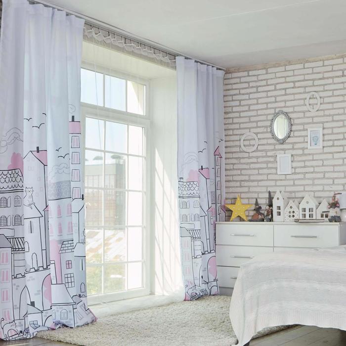 

Комплект штор "Этель" Sweet home rose 145x260 см-2 шт, 100% п/э, 140 г/м2