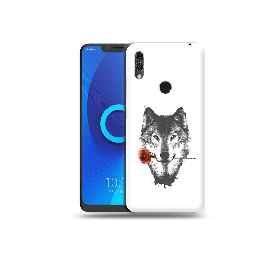 

Чехол MyPads Tocco для Alcatel 5V волк с розой, Прозрачный, Tocco
