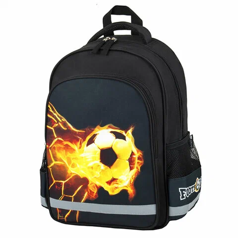 фото Рюкзак пифагор school fire goal, 38x28х14 см, черный