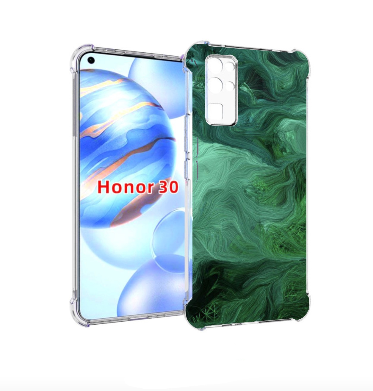 

Чехол бампер MyPads зеленые нити для Honor 30 (BMH-AN10) противо, Прозрачный, Tocco