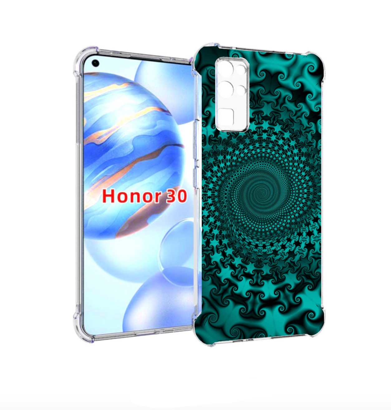 

Чехол бампер MyPads зеленый-гипноз для Honor 30 (BMH-AN10) проти, Прозрачный, Tocco