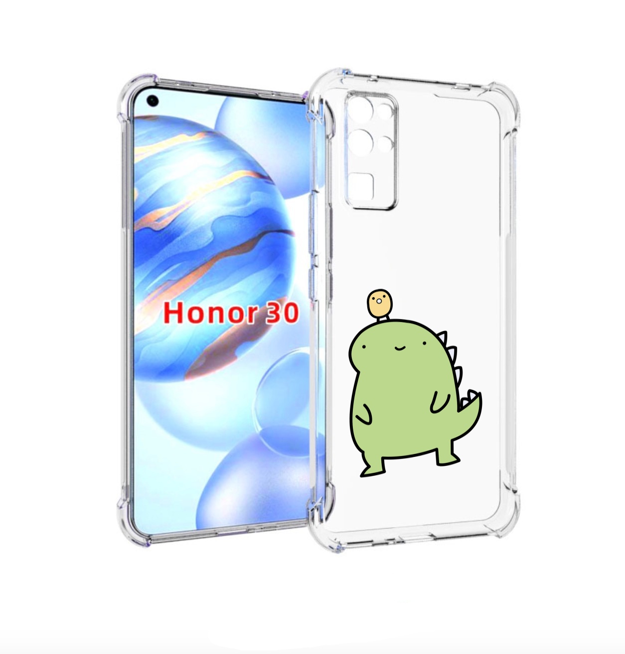 

Чехол бампер MyPads зеленый-динозаврик детский для Honor 30 (BMH, Прозрачный, Tocco