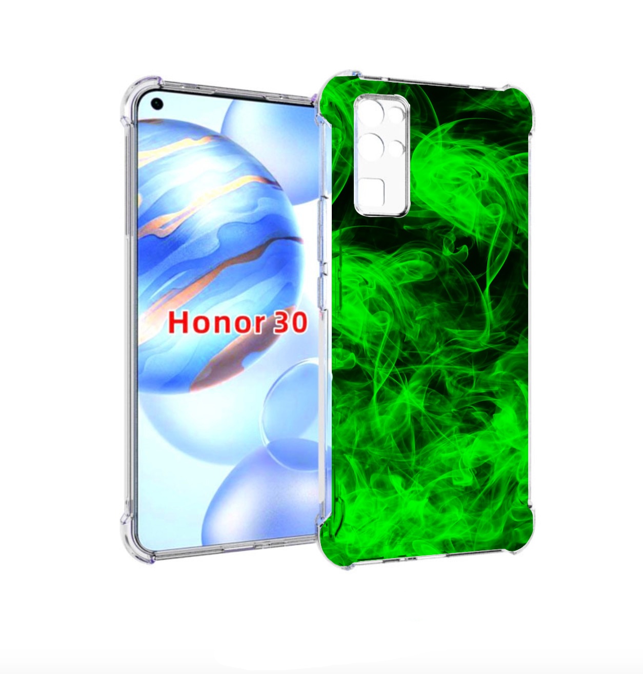 

Чехол бампер MyPads зеленый-дымок для Honor 30 (BMH-AN10) против, Прозрачный, Tocco