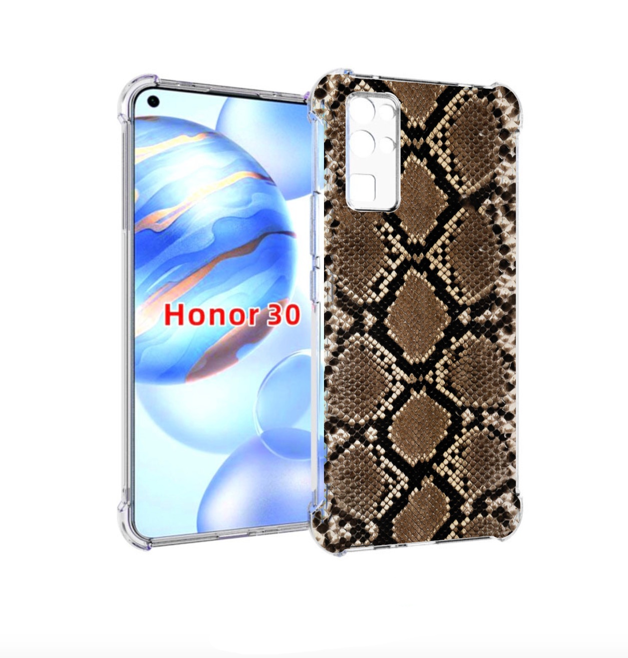 

Чехол бампер MyPads змеиная кожа для Honor 30 (BMH-AN10) противо, Прозрачный, Tocco