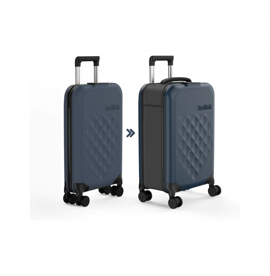 Чемодан унисекс Rollink Vega 360 темно-синий, 55x40x20 см
