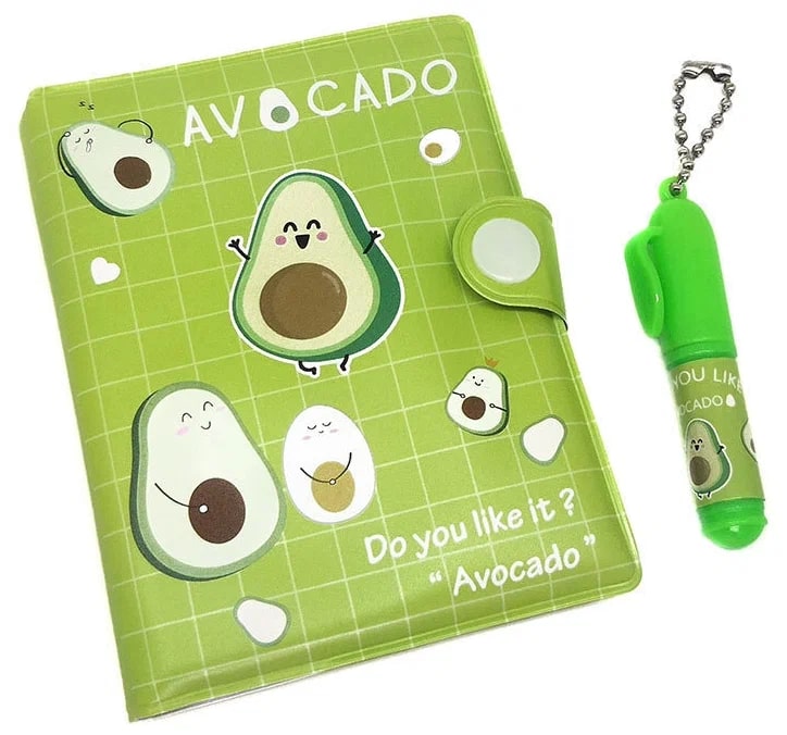Детский подарочный набор Весёлый авокадо блокнот с счастливым авокадо+мини-ручка зеленый
