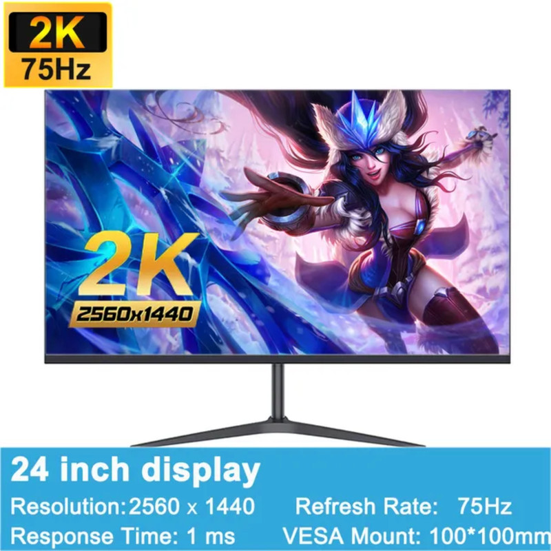 

24" Монитор FYHXele 500002 черный 75Hz 2560x1440 IPS, 500002