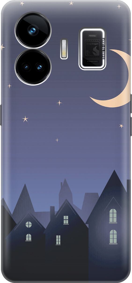 

Чехол на Realme GT Neo 5 "Месяц над городом", Синий;черный, 158678