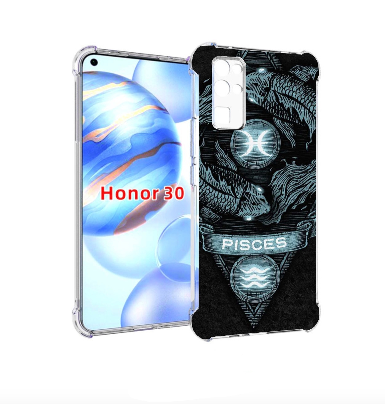 

Чехол бампер MyPads знак зодиака рыбы 4 для Honor 30 (BMH-AN10), Прозрачный, Tocco