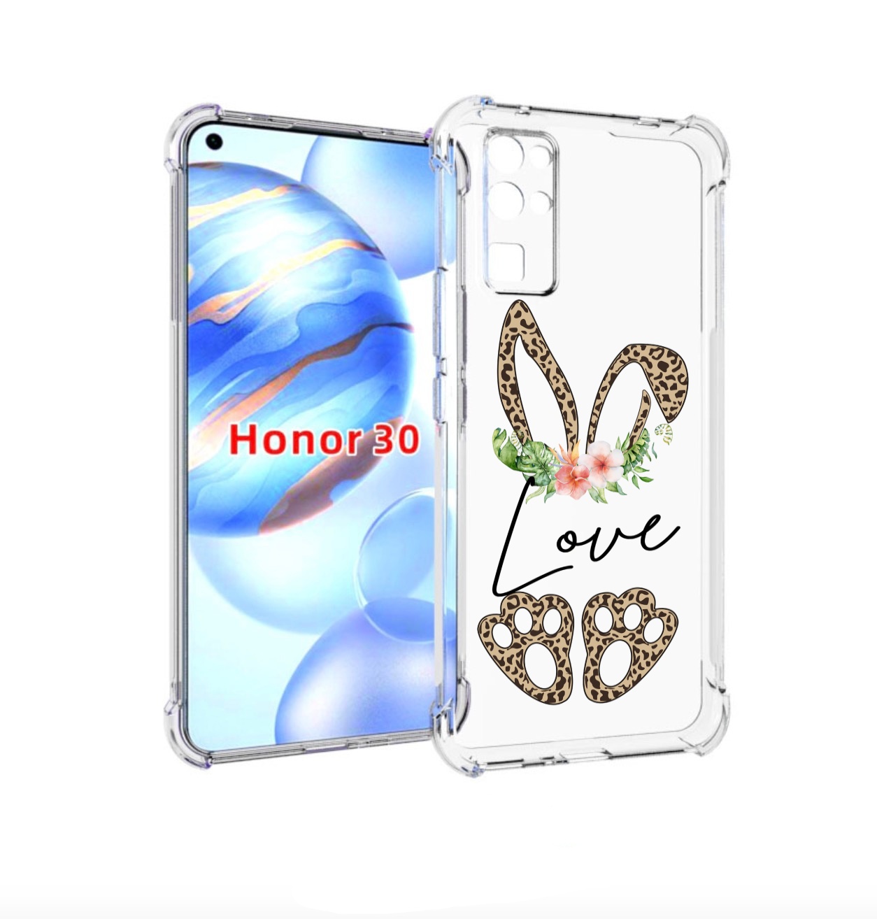 

Чехол бампер MyPads золотые-лапки-и-ушки для Honor 30 (BMH-AN10), Прозрачный, Tocco