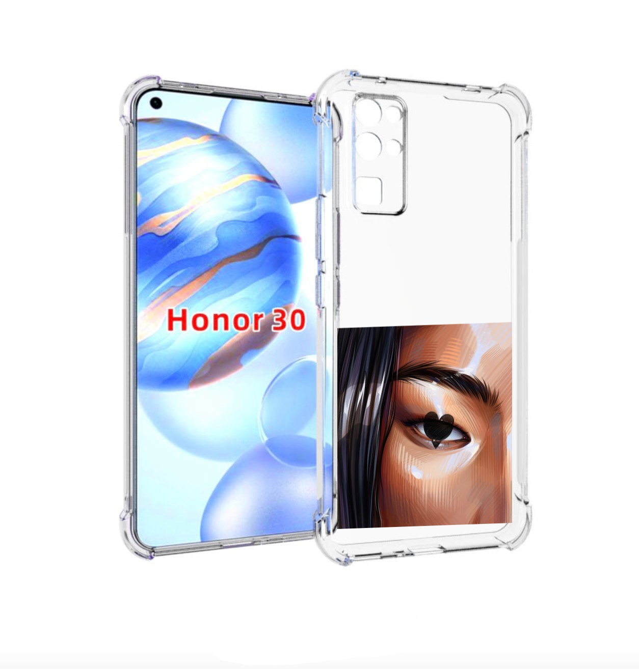 

Чехол бампер MyPads зрачок-сердце женский для Honor 30 (BMH-AN10, Прозрачный, Tocco
