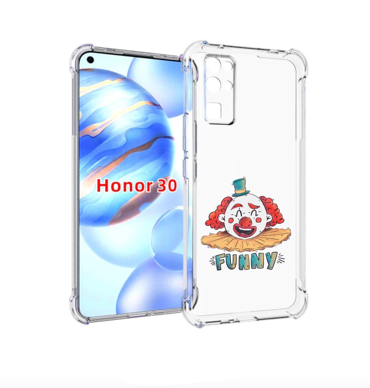 

Чехол бампер MyPads клоун-смешной для Honor 30 (BMH-AN10) против, Прозрачный, Tocco