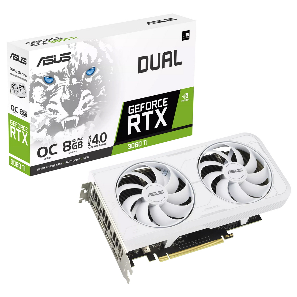 Видеокарта ASUS NVIDIA GeForce RTX 3060 Ti 8Gb (DUAL-RTX3060TI-O8GD6X-WHITE)