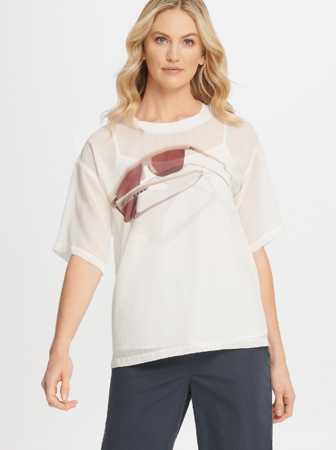 

Блуза женская DKNY P0AA7EPJ белая M, P0AA7EPJ