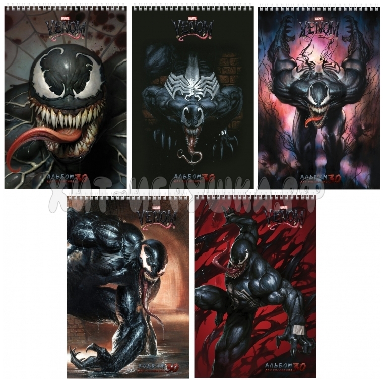 

Альбом для рисования Venom Человек паук, А4, на спирали, 30 л, 5 дизайнов в блоке