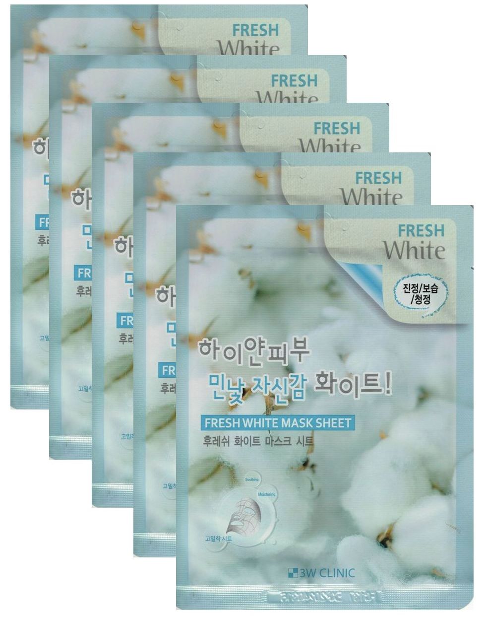 

Тканевая маска для лица 3W Clinic Fresh White Mask Sheet с ниацинамидом , 5 шт, с ниацинамидом