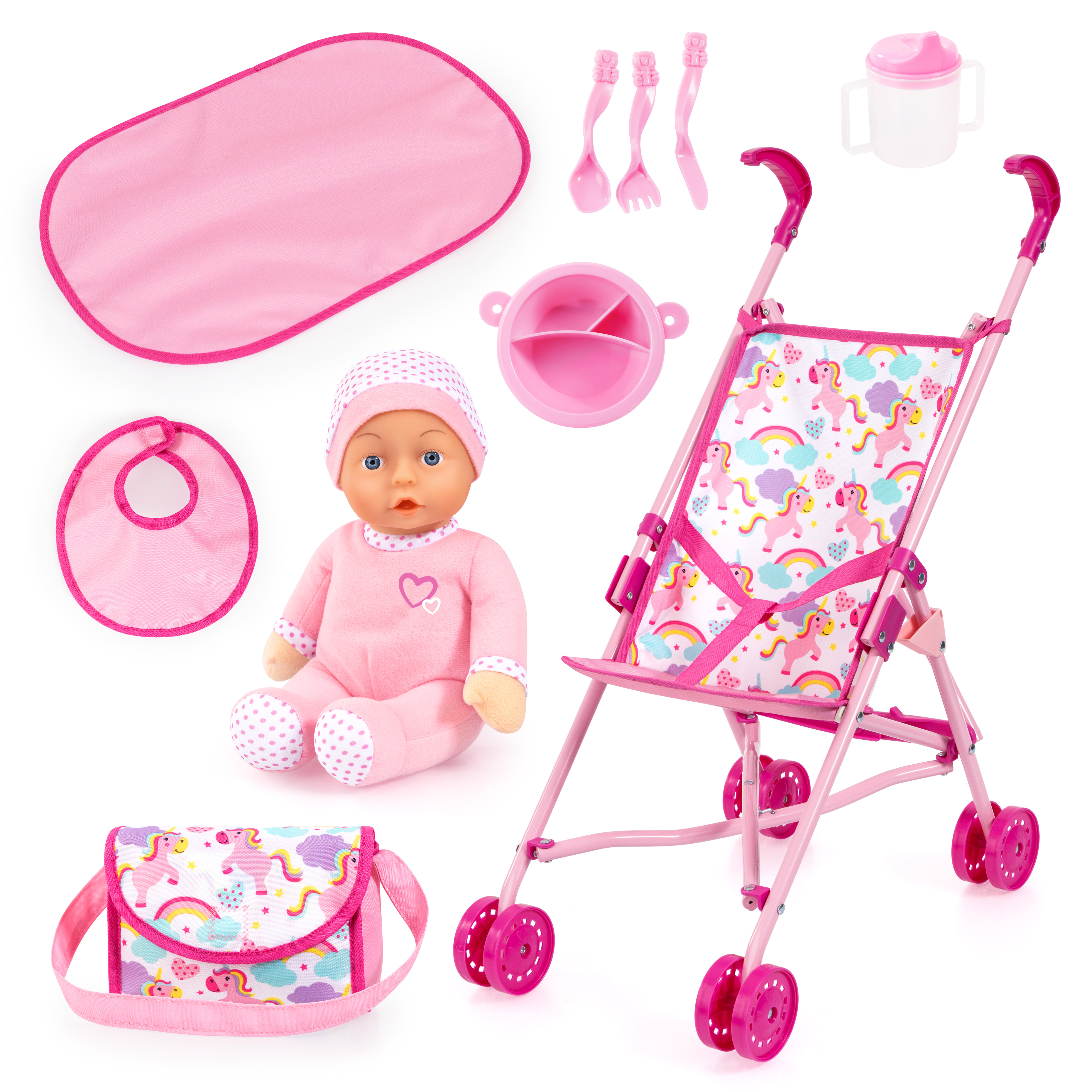 Коляска для кукол Bayer Design Buggy Set прогулочный набор Китай розовый