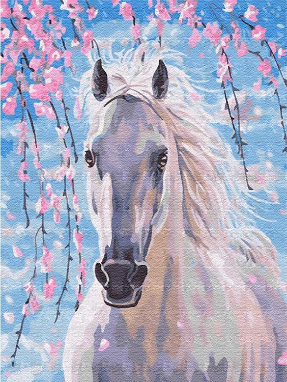 

Картина по номерам Цветной Белогривая лошадка, 30x40, Белогривая лошадка