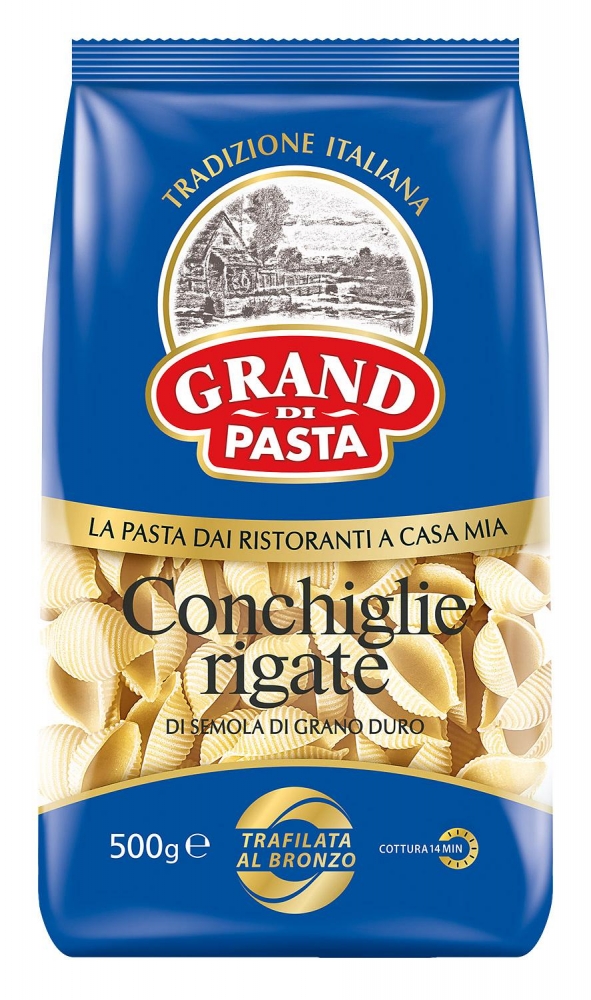 

Макароны ракушки Grand Di Pasta конкилье ригате, 500 г х 12 шт, 4601780014452.387190