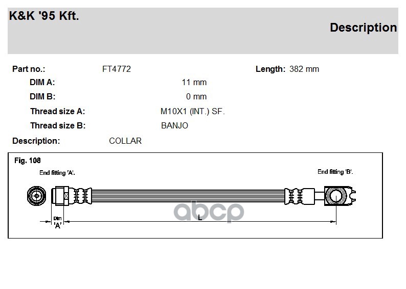 

Шланг Тормозной Передн Seat: Arosa 1.0 97- K&K FT4772