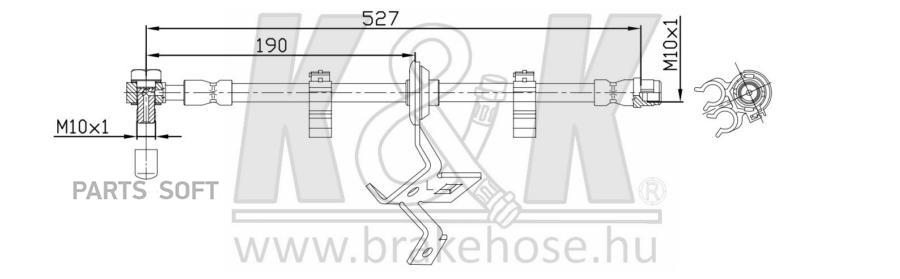 

K K FT6208 Шланг тормозной передн лев MERCEDES: M (W163) ML230 98-00 () 1шт