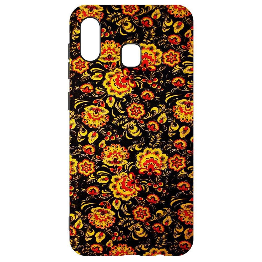 

Чехол-накладка Krutoff Soft Case Хохлома для Samsung Galaxy A20 (A205), Черный